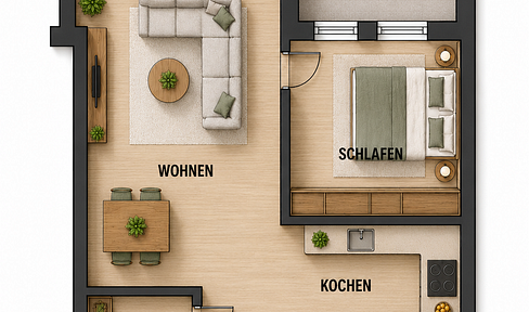 2-room ground floor apartment - Top return on investment - no commission fees.
