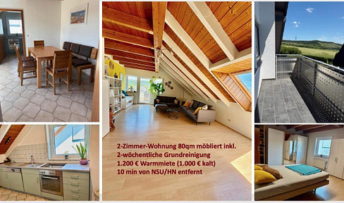 Vollmöblierte großzügige 2-Zi.-Whg. 80qm  mit Balkon für 9 bis 18 Monate