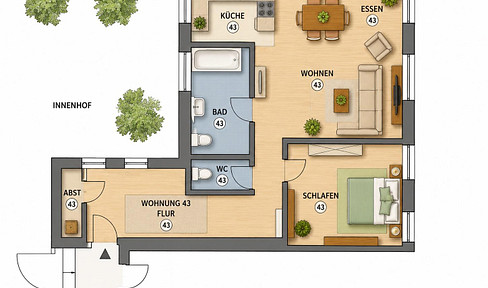 Spacious 2-room apartment with historical charm in Albstadt-Thailfingen.