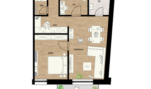 Erstbezug nach Kernsanierung -  63 qm grosse 3 Zi. Wg. mit sep. Eingang und Balkon