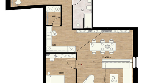 First occupancy after complete renovation - Spacious 3-room apartment with a balcony, measuring 102 square meters.