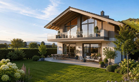 Sonniges Baugrundstück am Chiemsee - Bergblick, vielseitige Bebauung und Baugenehmigung