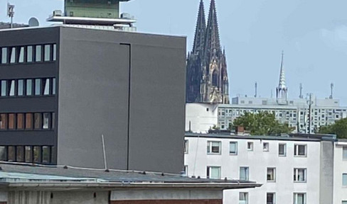 Studio apartment with a large, sunny balcony.