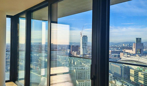 Luxury living above the rooftops of Frankfurt: An exclusive apartment on the 23rd floor of the EDEN Tower.