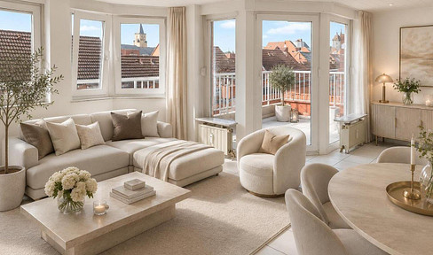 Über den Dächern von Porz: helle 2-Zimmer-Wohnung mit Terrasse, Gäste-WC & Bad en suite