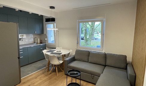 Furnished 3-room apartment on the ground floor, with a kitchen and bathroom, located in Recklinghausen.