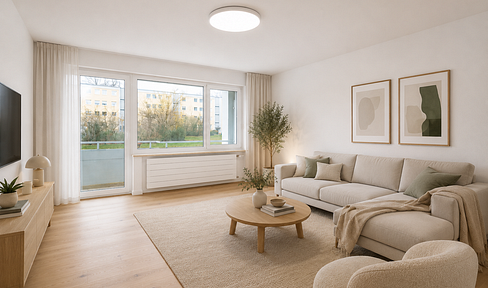 First occupancy after complete renovation! 3-room apartment with a large, sunny balcony in a green, peaceful location.