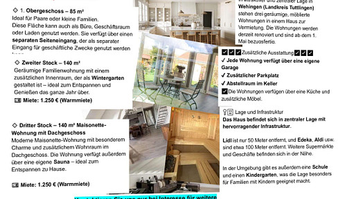 3 apartments for rent in Wehingen (Tuttlingen), Baden-Württemberg.