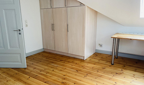 Renovated attic apartment with city park views.