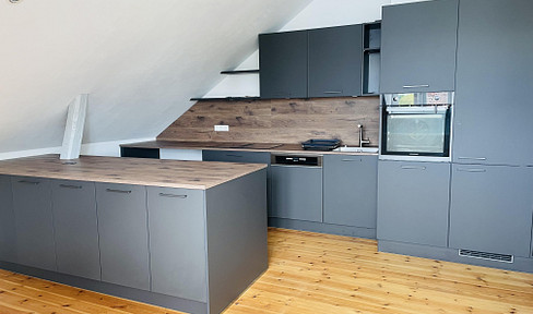 Renovated attic apartment with city park views.