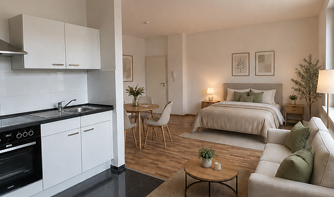 Spacious studio apartment in a central city location.