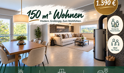 Moderne 3,5 Zimmer EG Wohnung 150 m² Wohnfläche + 190 m² Nutzfläche mit Balkonen & Terrasse & Garten