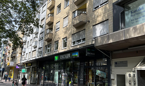 Central 2-room apartment with 2 balconies on the 4th floor (without elevator), located near the Rhine river in Ludwigshafen.