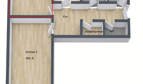Room for rent in a shared apartment (WG) with two other people, located in a 70 square meter apartment.
