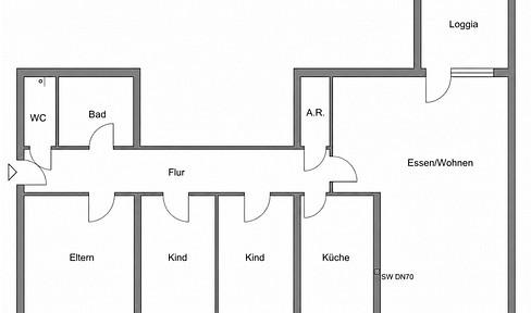 Accessible 4-room apartment with a balcony, located directly by the fields.