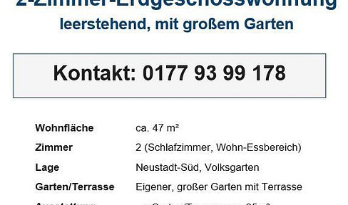 Live centrally in Cologne – 2-room ground-floor apartment with a large garden, located right next to the Volksgarten.