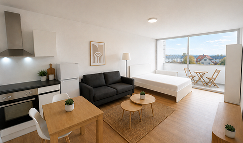 Fully renovated 1-bedroom apartment, furnished, with balcony and parking space, for rent.
