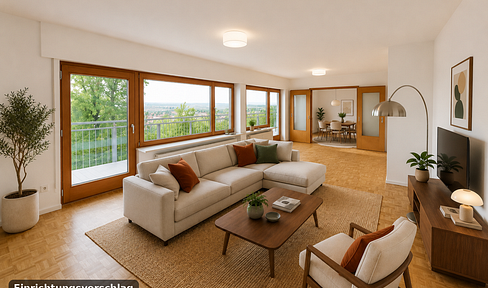 Live like you're in your own house: This 6.5-room maisonette apartment offers 195 square meters of living space with stunning views, located in a quiet, wooded area in Leimen.