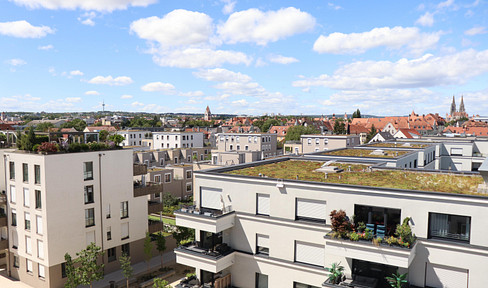Urbanes Wohnen mit Highlight-Dachterrasse: Stilvolles 2-Zi.-Apartment im beliebten Hanna-Carré HC28