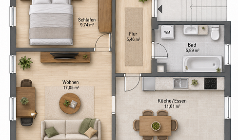 Stylish, furnished apartment for a temporary stay | 2 rooms | Available immediately.