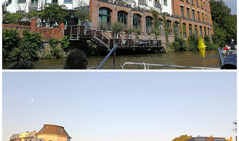 "Your morning coffee with a river view – 3 rooms, balcony, and unobstructed waterfront location in Leipzig Plagwitz."