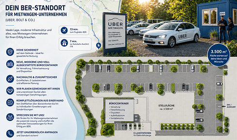 Location near BER airport: Fleet management facility with all the necessary infrastructure for your operating license.
