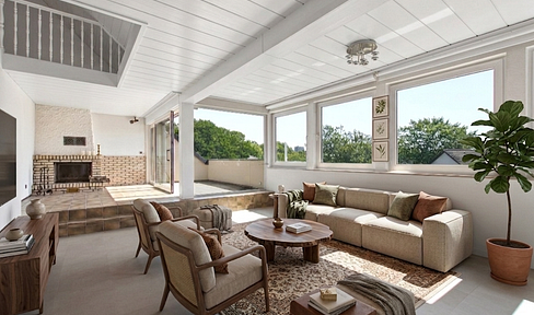 Brand new, following extensive renovations: Stunning attic apartment with rooftop terrace, fireplace, and air conditioning.