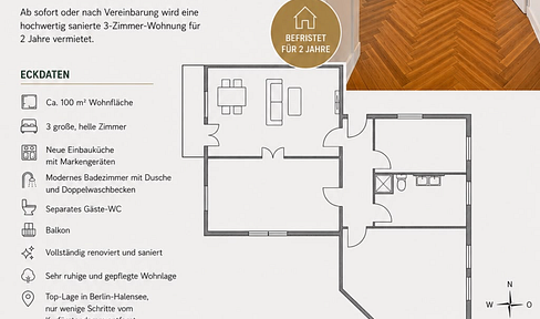 2 Jahre befristet TRAUMHAFTE 3-ZIMMER-WOHNUNG IN BERLIN-HALENSEE TOP-LAGE AM KURFÜRSTENDAMM