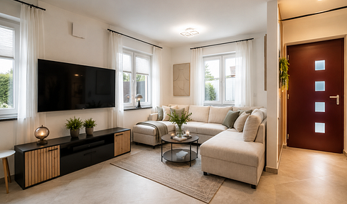 Modern living on two levels – an exclusive maisonette apartment with a garden and designer kitchen.