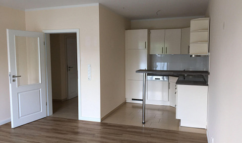 Modern 2-room apartment with an open-plan kitchen.