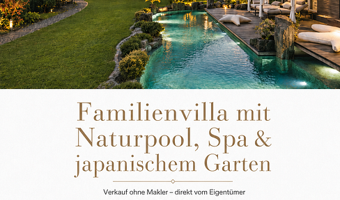 Family villa with a natural swimming pool, spa, and Japanese garden.