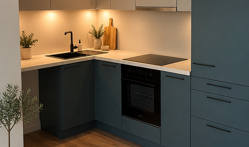 Brand new! Modern 2-room apartment for rent in Nuremberg, with fitted kitchen – no commission fees.