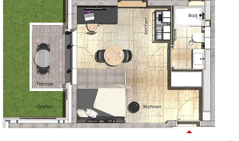 1-bedroom apartment, fully equipped, comfortably furnished, located near Munich Westpark, with easy access to the U6 metro line.
