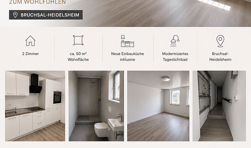 Kernsanierte 2-Zimmer-Wohnung mit neuer Einbauküche in Bruchsal-Heidelsheim