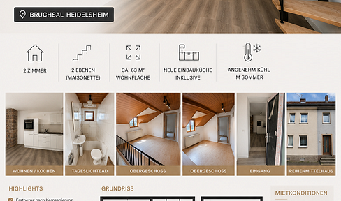 Kernsaniertes Reihenmittelhaus auf 2 Ebenen und neuer Einbauküche in Bruchsal-Heidelsheim