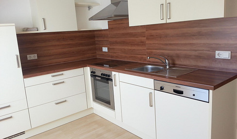 Bright, quiet, and sunny 3-room attic apartment with a beautiful fitted kitchen, located in Leinach.