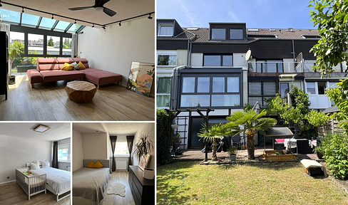 Living with a home-like feel – 4 rooms with approximately 150 m² of living space, a private garden, a conservatory, a garage, and a parking space.