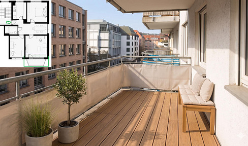 Spacious and bright 3-room apartment with a balcony in Stuttgart-West (Excellent location!) *No commission fees*.