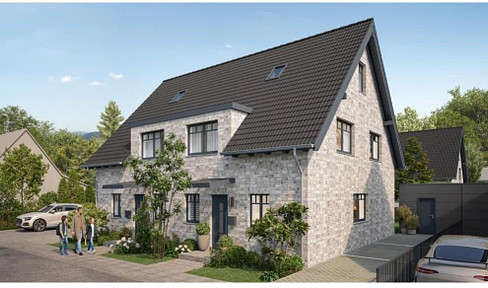 Modern, newly built semi-detached house.