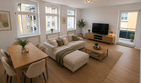 Centrally located, quiet 2.5-room apartment with a balcony in the Brühlervorstadt district.