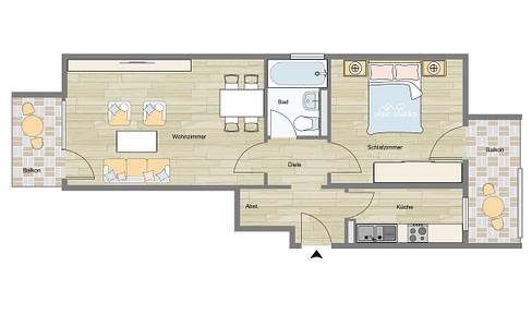 Beautiful, quiet 2-room apartment with 2 balconies and a parking space in Solln, available without commission.