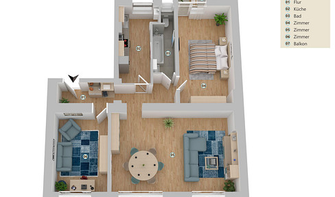 Provisionsfrei,renoviert,ruhig,95qm Wohnung 3,5 Zimmer+Küche mit EBK,Tageslichtbad,Südbalkon