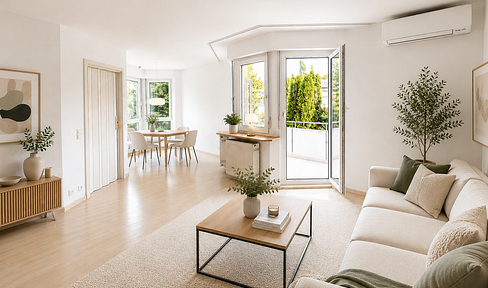 Commission-free 3.5-room apartment with 2 balconies, air conditioning, and a parking space in a garage, located in Schwaikheim.