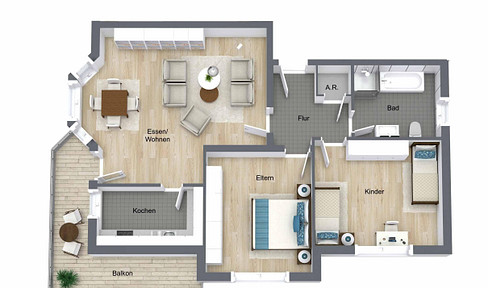 Lichtdurchflutete 86 m² 3 Zimmer Wohnung mit Balkon & Keller in Hachenburg