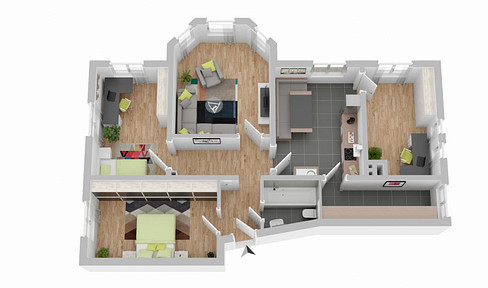 Schöne vier Zimmer Altbauwohnung