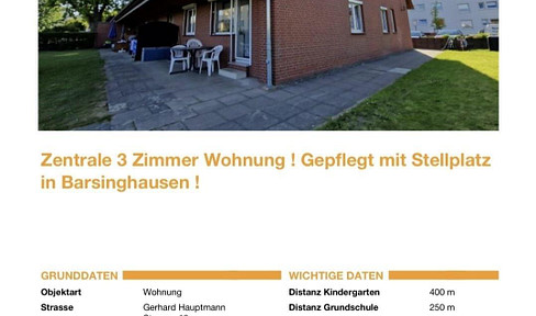 Centrally located 3-room apartment with parking space and terrace/garden.