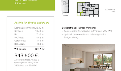 New construction apartment, type 1.5 - M7/1 - 1st floor - 63m²