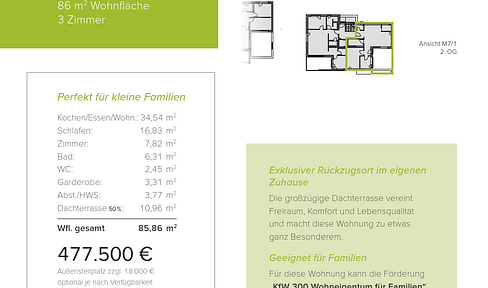 Neubau WHG 1.6 - M7/1 - 2. Obergeschoss - 86m²