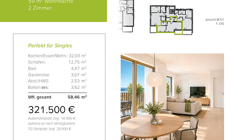 Neubau WHG 1.4 - M7/1 - 1.Obergeschoss - 59m²