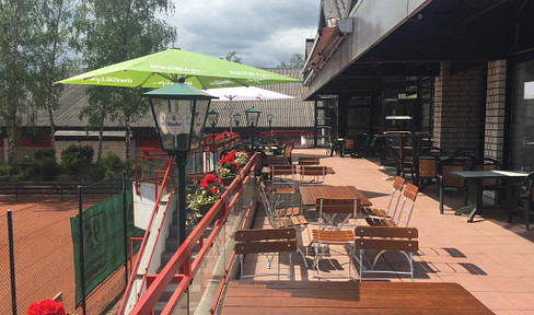 Großes Restaurant/Café mit Sonnenterrasse und zwei Kegelbahnen im Tennisclub TG 49 Bochum